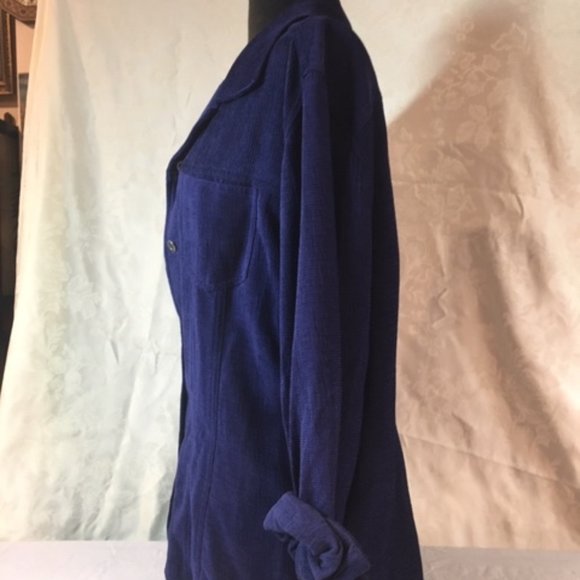 CHICO'S Blue Silk Corduroy Look Shirt/Jacket EUC - Picture 2 of 7